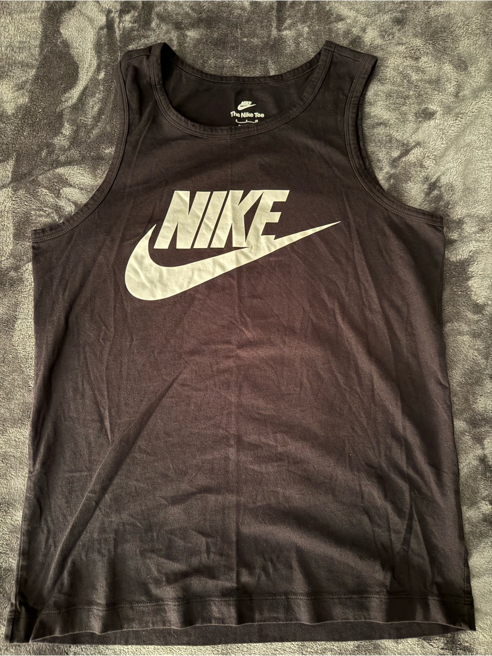 Nike Men's Black Tank Top with White Logo